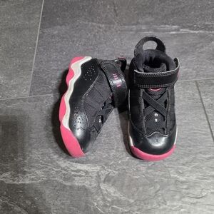 Jordan Kids Black and Pink Sneakers